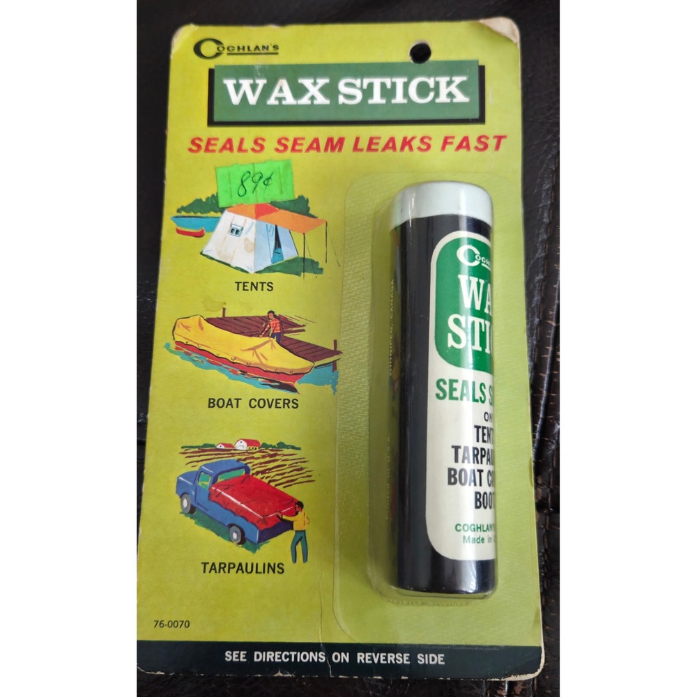 Vintage 1973 Coghlan's Wax Stick Seam Sealer Tents Tarps Boots Made in USA NOS
